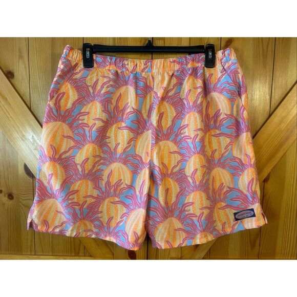 Vineyard Vines Men’s Swim Trunks Orange Pink Pattern Pockets Size XL (5599) - Picture 1 of 7